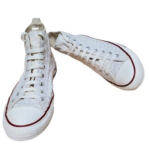 Chuck Taylor Converse White Perforated Stars High Top, Unisex 10½ Women 8½ Men